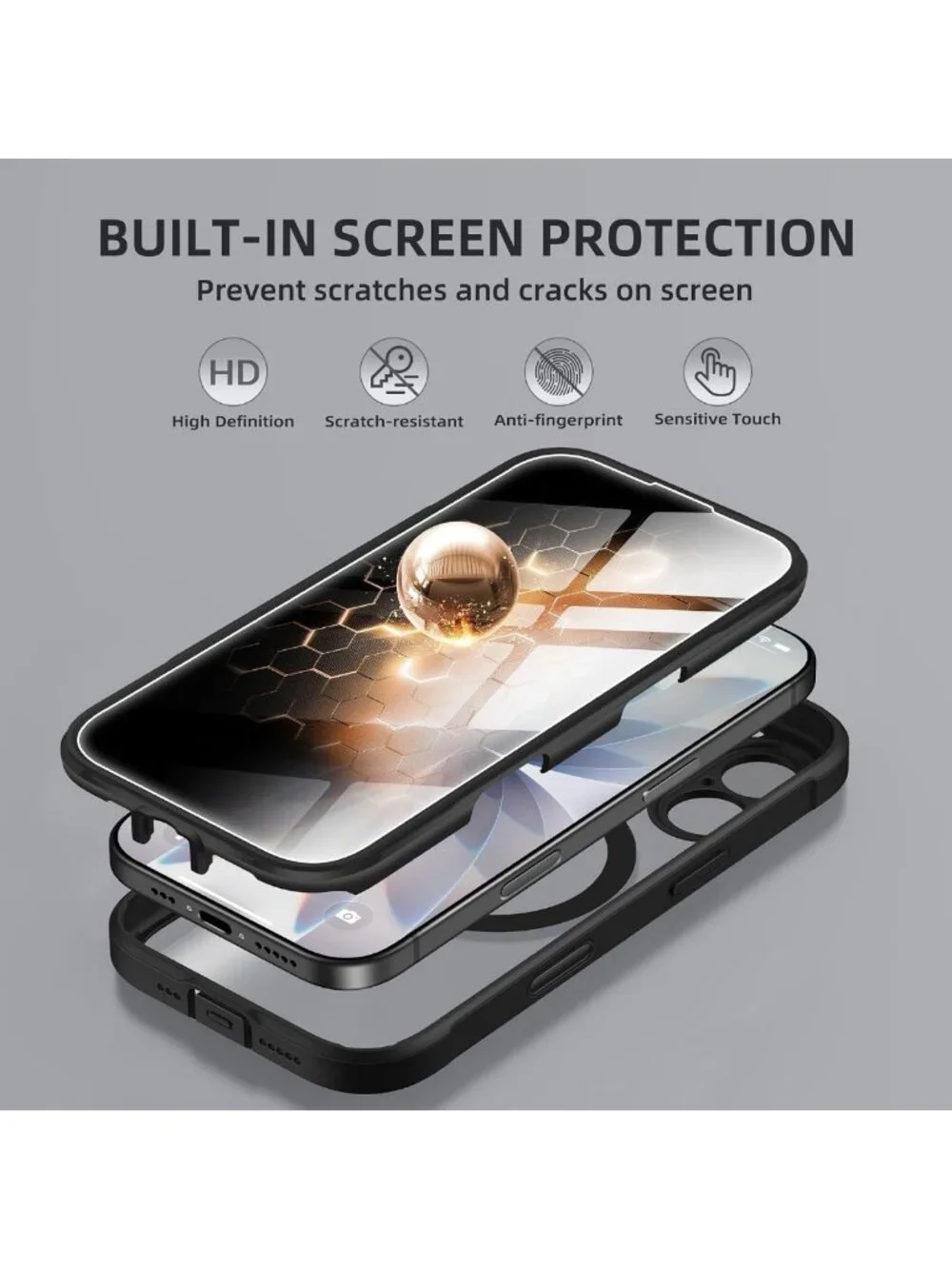 iPhone 17 Case with MagSafe, Privacy Screen Protector, Shockproof Full Body